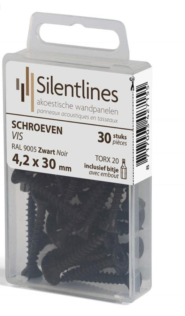 Schroef silentlines wandpanelen - torx 20 - RAL9005 - 4,2x30mm - 30st