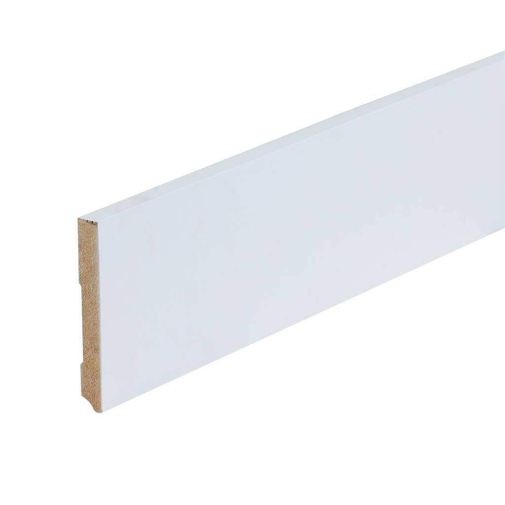 Gegronde plint Amsterdam wit 90x12x2400mm    