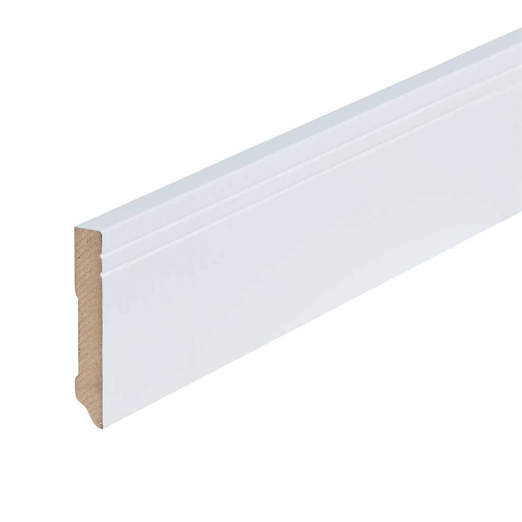 Gelakte plint Milaan wit 90x15x2400mm RAL 9010